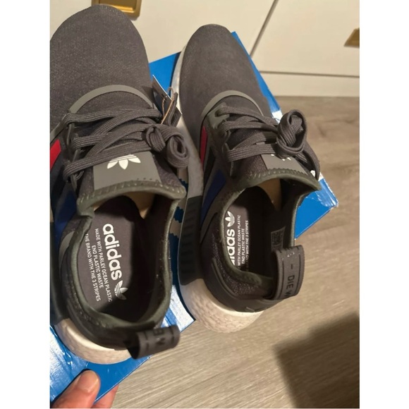 Mens Adidas NMD Grey Scarlet Blue Size 10! - Picture 8 of 11